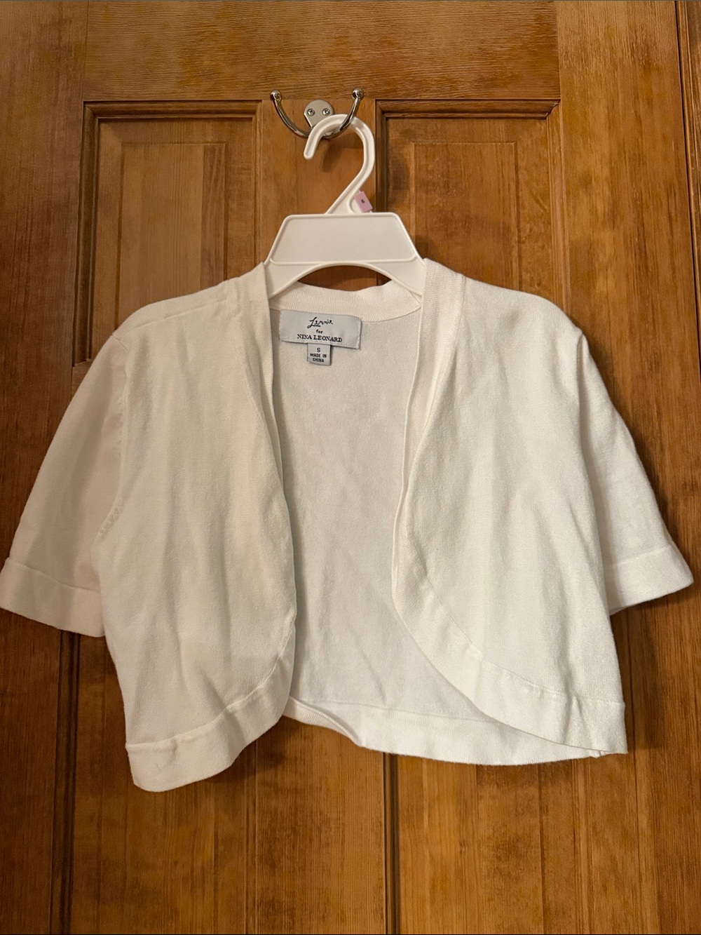 Nina Leonard White Cropped Bolero Jacket